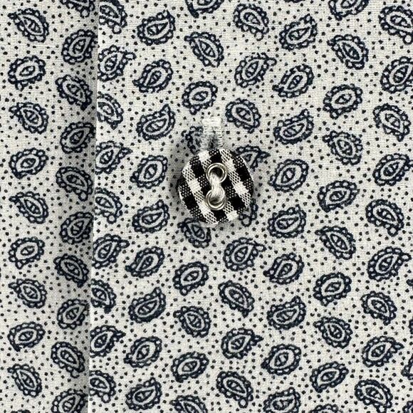 Johnnie O Shirt Mens Medium Flip Cuff Paisley Striped Long Sleeve Button Stretch - Picture 8 of 13